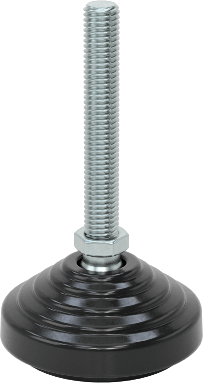 Statik Kontrol Döner Seviyeleme Montajı, 68 mm Uzunluğunda M10 x 1,5 mm Dişli Saplama ve Lastik Yastık ile