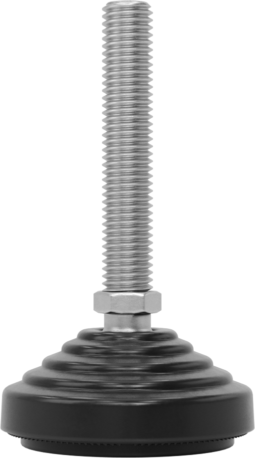 Statik Kontrol Döner Seviyeleme Montajı, 98 mm Uzunluğunda M12 x 1,75 mm Dişli Saplama ve Kauçuk Yastıklı