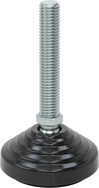 Statik Kontrol Döner Seviyeleme Montajı, 68 mm Uzunluğunda M12 x 1,75 mm Dişli Saplama ve Lastik Yastıklı