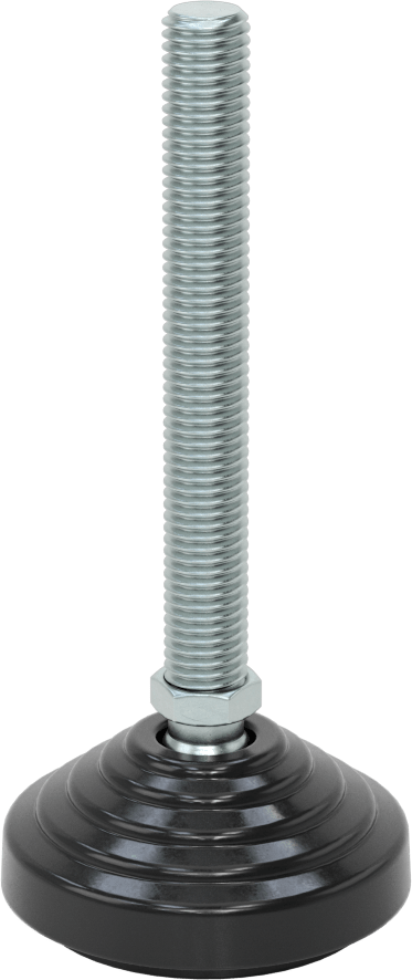 Statik Kontrol Döner Seviyeleme Montajı, 98 mm Uzunluğunda M12 x 1,75 mm Dişli Saplama ve Kauçuk Yastıklı