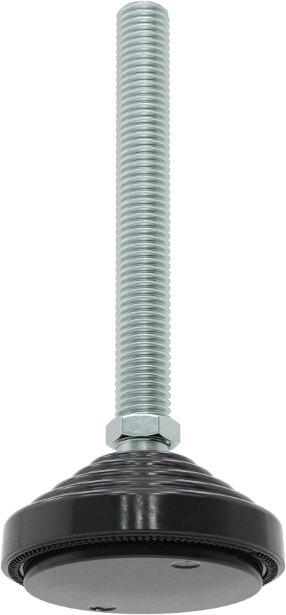 Statik Kontrol Döner Seviyeleme Montajı, 98 mm Uzunluğunda M12 x 1,75 mm Dişli Saplama ve Kauçuk Yastıklı