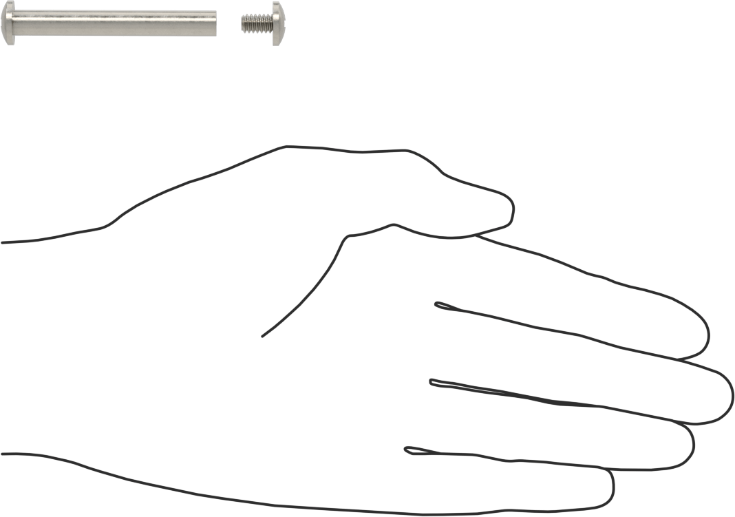 18-8 Paslanmaz Çelik Bağlama Silindiri ve Vida, 10-24 Diş Boyutu, 2“-2-1/8” Malzeme Kalınlığı için