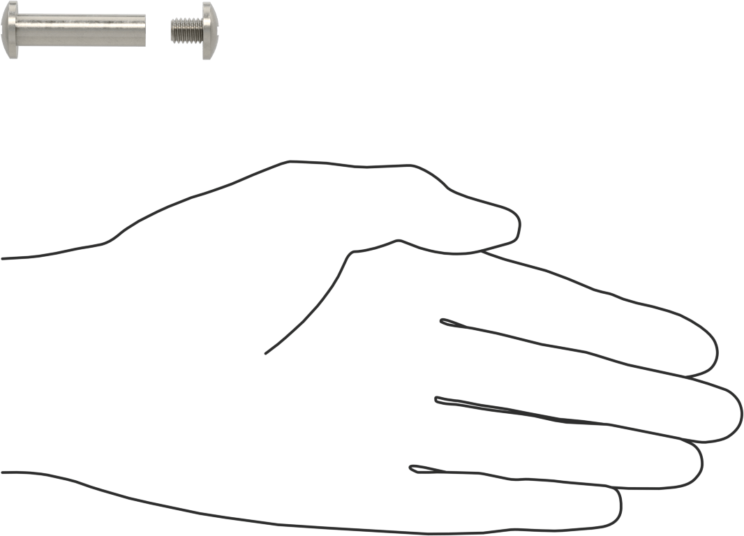 18-8 Paslanmaz Çelik Bağlama Silindiri ve Vida, 1/4"-20 Diş Boyutu, 1-1/4“-1-3/8” Malzeme Kalınlığı için