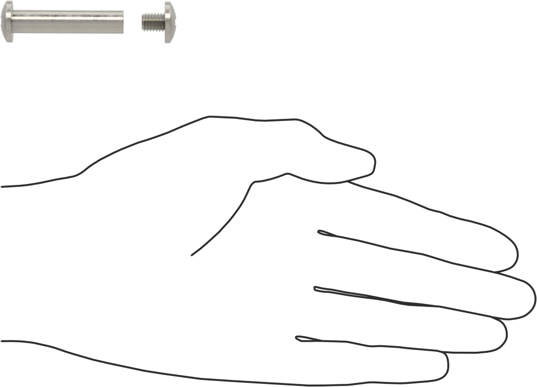 18-8 Paslanmaz Çelik Bağlama Silindiri ve Vida, 1/4"-20 Diş Boyutu, 1-1/2“-1-5/8” Malzeme Kalınlığı için
