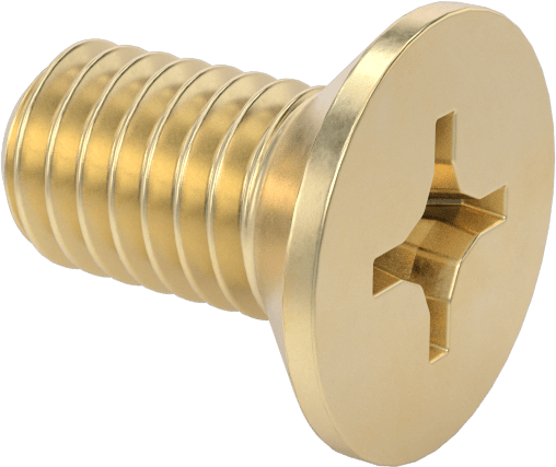 Pirinç Phillips Düz Başlı Vidalar, M3 x 0,5 mm Diş Boyutu, 6 mm Uzunluk