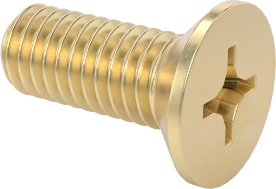 Pirinç Phillips Düz Başlı Vidalar, M3 x 0,5 mm Diş Boyutu, 8 mm Uzunluk