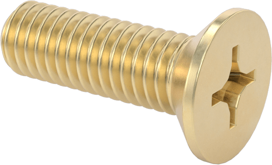 Pirinç Phillips Düz Başlı Vidalar, M3 x 0,5 mm Diş Boyutu, 10 mm Uzunluk