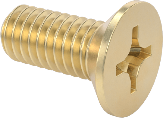 Pirinç Phillips Düz Başlı Vidalar, M4 x 0,7 mm Diş Boyutu, 10 mm Uzunluk