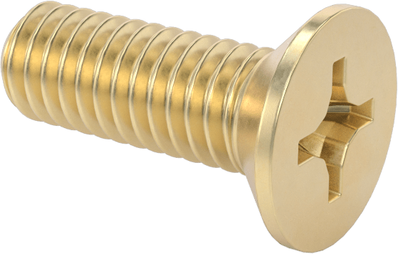 Pirinç Phillips Düz Başlı Vidalar, M4 x 0,7 mm Diş Boyutu, 12 mm Uzunluk