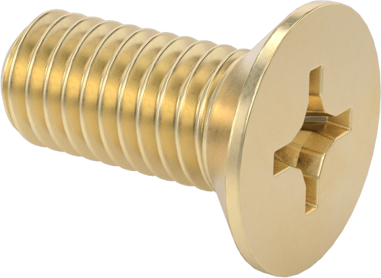 Pirinç Phillips Düz Başlı Vidalar, M5 x 0,8 mm Diş Boyutu, 12 mm Uzunluk