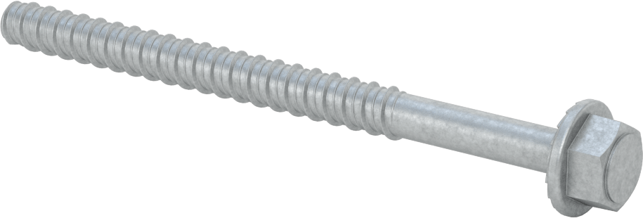 Duvar ve Beton için Ağır Hizmet Tipi Diş Açan Vida, Çinko Kaplı Çelik, 3/8" Altıgen Vida, 5 inç Uzunluk