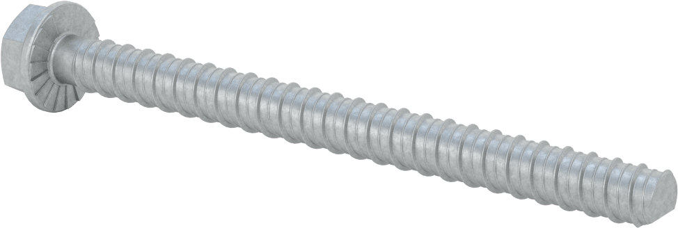 Duvar ve Beton için Ağır Hizmet Tipi Diş Açan Vida, Çinko Kaplı Çelik, 1/2" Altıgen Vida, 6 inç Uzunluk