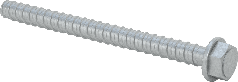Duvar ve Beton için Ağır Hizmet Tipi Diş Açan Vida, Çinko Kaplı Çelik, 1/2" Altıgen Vida, 6 inç Uzunluk