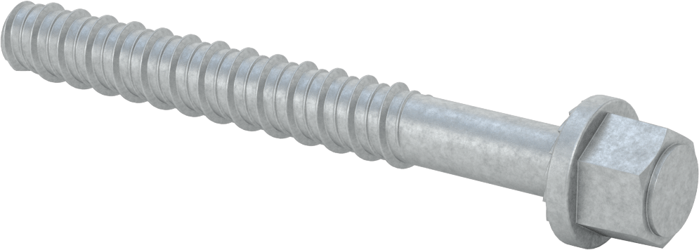Duvar ve Beton için Ağır Hizmet Tipi Diş Açan Vida, Çinko Kaplı Çelik, 3/4" Altıgen Vida, 6-1/4" Uzunluk