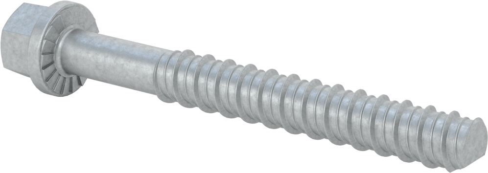 Duvar ve Beton için Ağır Hizmet Tipi Diş Açan Vida, Çinko Kaplı Çelik, 3/4" Altıgen Vida, 6-1/4" Uzunluk