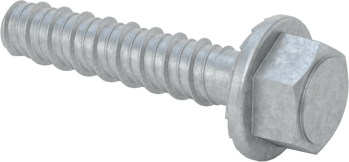 Duvar ve Beton için Ağır Hizmet Tipi Diş Açan Vida, Çinko Kaplı Çelik, 3/8" Altıgen Vida, 1-3/4" Uzunluk