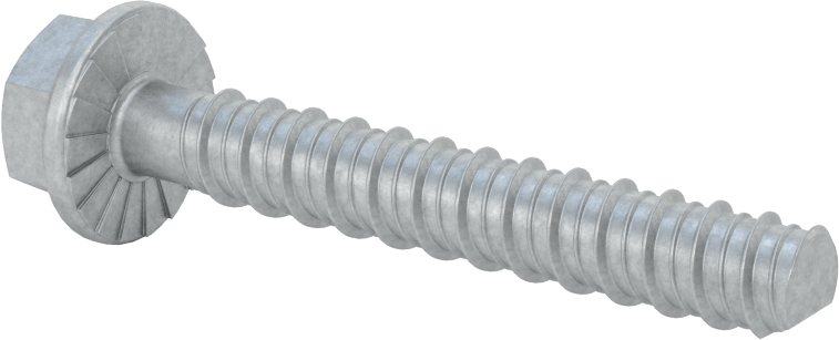 Duvar ve Beton için Ağır Hizmet Tipi Diş Açan Vida, Çinko Kaplı Çelik, 3/8" Altıgen Vida, 2-1/2" Uzunluk