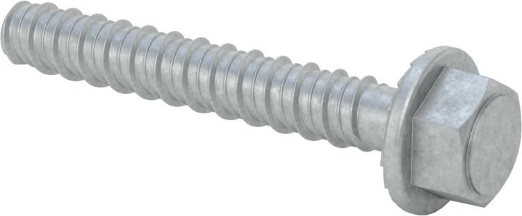 Duvar ve Beton için Ağır Hizmet Tipi Diş Açan Vida, Çinko Kaplı 410 Paslanmaz Çelik, 3/8" Altıgen Vida, 2-1/2" Uzunluk