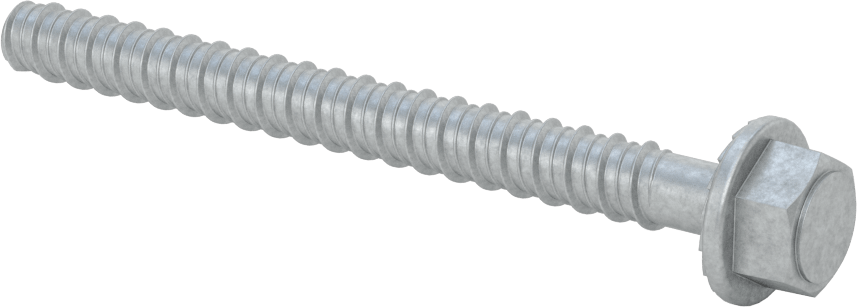 Duvar ve Beton için Ağır Hizmet Tipi Diş Açan Vida, Çinko Kaplı 410 Paslanmaz Çelik, 3/8" Altıgen Vida, 4" Uzunluk