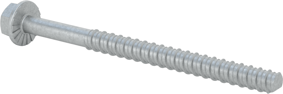 Duvar ve Beton için Ağır Hizmet Tipi Diş Açan Vida, Çinko Kaplı 410 Paslanmaz Çelik, 3/8" Altıgen Vida, 5 inç Uzunluk