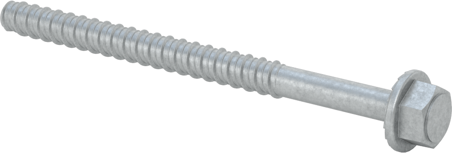 Duvar ve Beton için Ağır Hizmet Tipi Diş Açan Vida, Çinko Kaplı 410 Paslanmaz Çelik, 3/8" Altıgen Vida, 5 inç Uzunluk