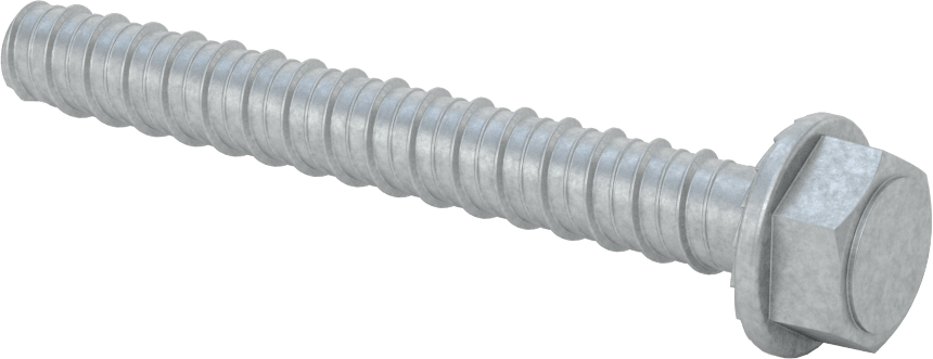 Duvar ve Beton için Ağır Hizmet Tipi Diş Açan Vida, Çinko Kaplı 410 Paslanmaz Çelik, 1/2" Altıgen Vida, 4" Uzunluk