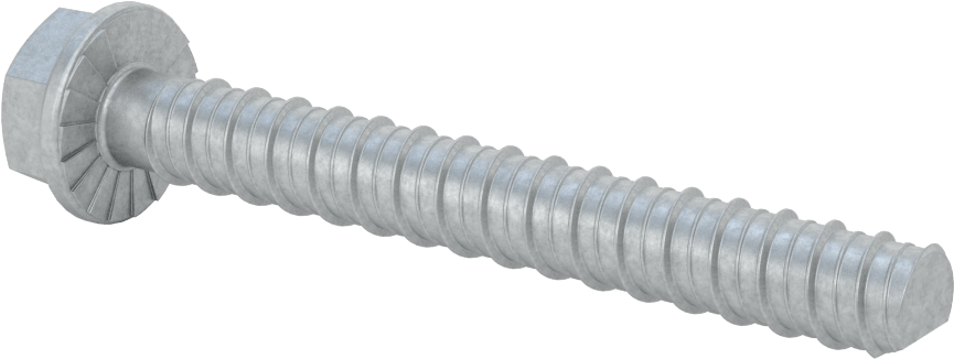Duvar ve Beton için Ağır Hizmet Tipi Diş Açan Vida, Çinko Kaplı 410 Paslanmaz Çelik, 1/2" Altıgen Vida, 4" Uzunluk