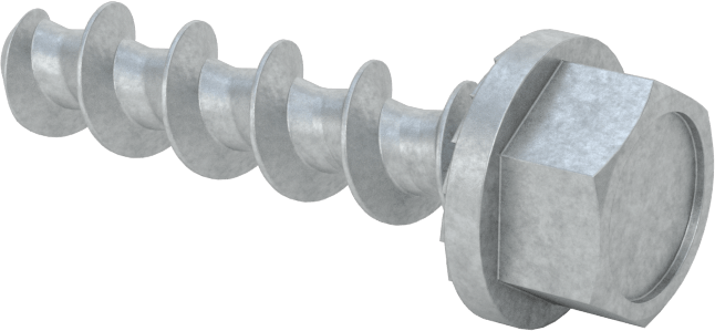 Duvar ve Beton için Ağır Hizmet Tipi Diş Açan Vida, Çinko Kaplı Çelik, 1/4" Altıgen Vida, 1-1/4" Uzunluk