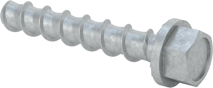 Duvar ve Beton için Ağır Hizmet Tipi Diş Açan Vida, Çinko Kaplı Çelik, 1/4" Altıgen Vida, 1-3/4" Uzunluk