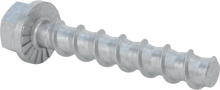 Duvar ve Beton için Ağır Hizmet Tipi Diş Açan Vida, Çinko Kaplı Çelik, 1/4" Altıgen Vida, 1-3/4" Uzunluk