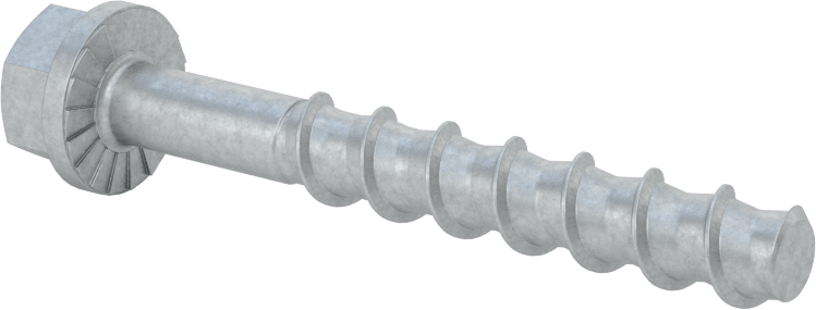 Duvar ve Beton için Ağır Hizmet Tipi Diş Açan Vida, Çinko Kaplı Çelik, 1/4" Altıgen Vida, 2-1/4" Uzunluk
