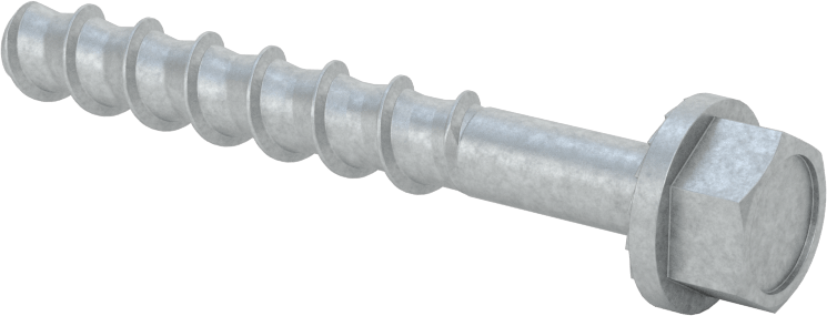 Duvar ve Beton için Ağır Hizmet Tipi Diş Açan Vida, Çinko Kaplı Çelik, 1/4" Altıgen Vida, 2-1/4" Uzunluk