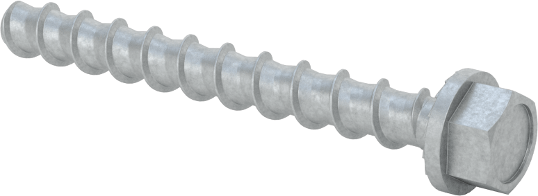 Duvar ve Beton için Ağır Hizmet Tipi Diş Açan Vida, Çinko Kaplı Çelik, 1/4" Altıgen Vida, 2-5/8" Uzunluk