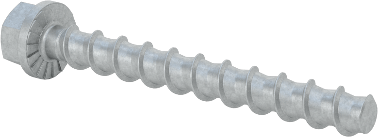 Duvar ve Beton için Ağır Hizmet Tipi Diş Açan Vida, Çinko Kaplı Çelik, 1/4" Altıgen Vida, 2-5/8" Uzunluk
