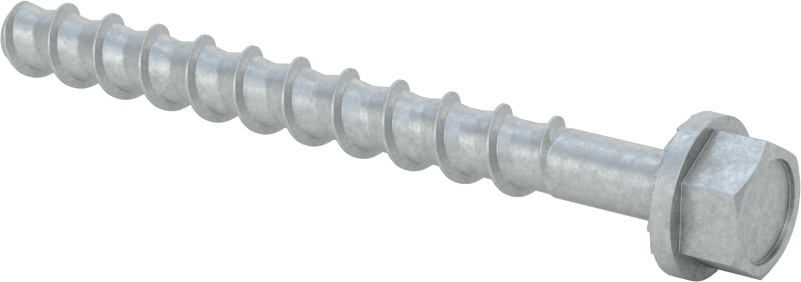 Duvar ve Beton için Ağır Hizmet Tipi Diş Açan Vida, Çinko Kaplı Çelik, 1/4" Altıgen Vida, 3" Uzunluk
