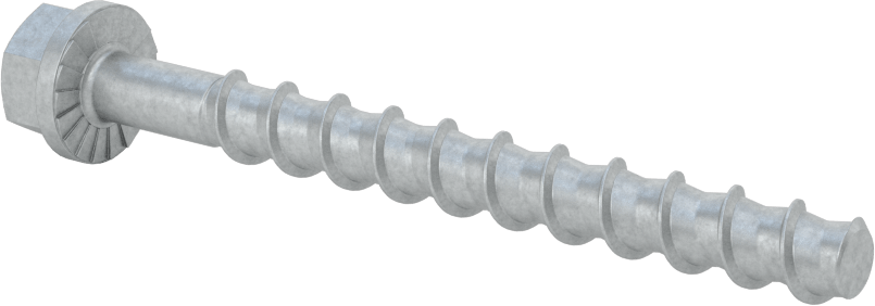 Duvar ve Beton için Ağır Hizmet Tipi Diş Açan Vida, Çinko Kaplı Çelik, 1/4" Altıgen Vida, 3" Uzunluk