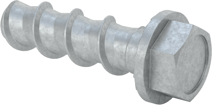 Duvar ve Beton için Ağır Hizmet Tipi Diş Açan Vida, Çinko Kaplı Çelik, 1/2" Altıgen Vida, 2" Uzunluk
