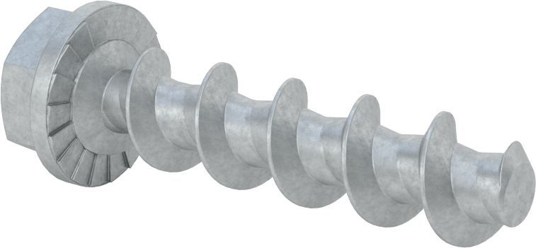 Duvar ve Beton için Ağır Hizmet Tipi Diş Açan Vida, Çinko Kaplı Çelik, 1/2" Altıgen Vida, 2-1/2" Uzunluk