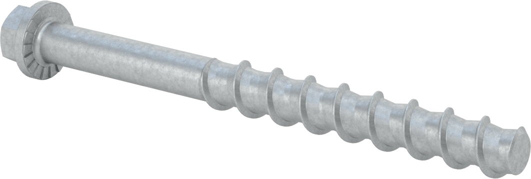 Duvar ve Beton için Ağır Hizmet Tipi Diş Açan Vida, Çinko Kaplı Çelik, 5/8" Altıgen Vida, 8" Uzunluk