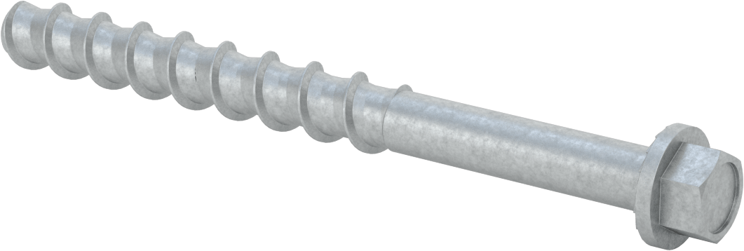 Duvar ve Beton için Ağır Hizmet Tipi Diş Açan Vida, Çinko Kaplı Çelik, 5/8" Altıgen Vida, 8" Uzunluk