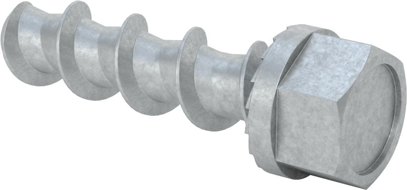Duvar ve Beton için Ağır Hizmet Tipi Diş Açan Vida, Çinko Kaplı Çelik, 3/4" Altıgen Vida, 3" Uzunluk