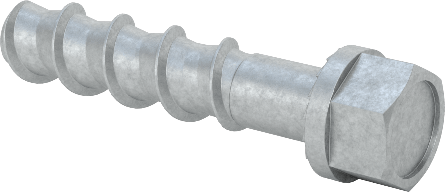 Duvar ve Beton için Ağır Hizmet Tipi Diş Açan Vida, Çinko Kaplı Çelik, 3/4" Altıgen Vida, 4" Uzunluk