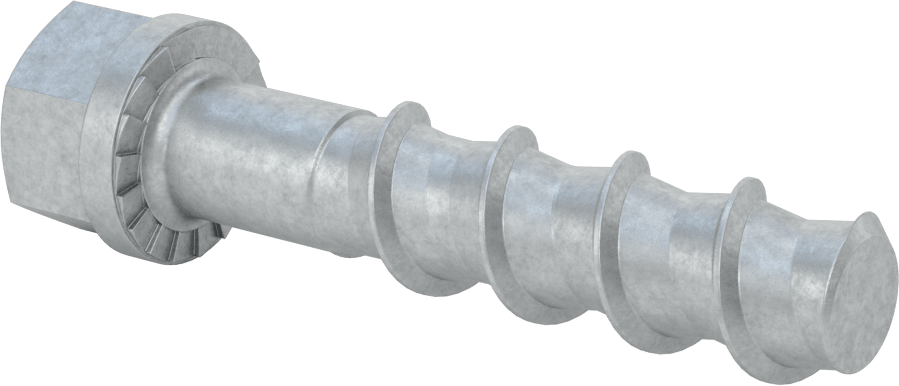 Duvar ve Beton için Ağır Hizmet Tipi Diş Açan Vida, Çinko Kaplı Çelik, 3/4" Altıgen Vida, 4" Uzunluk