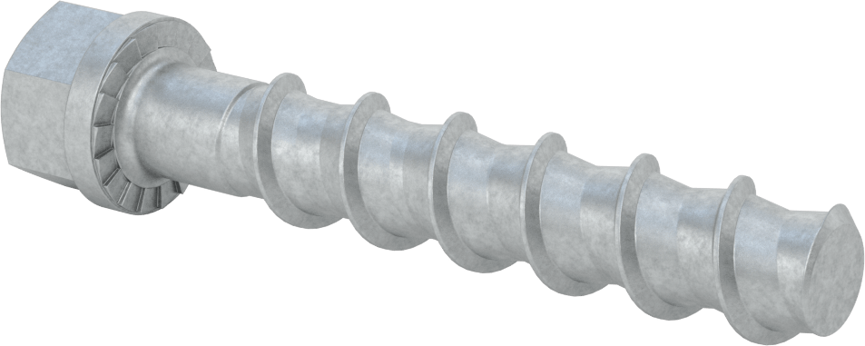 Duvar ve Beton için Ağır Hizmet Tipi Diş Açan Vida, Çinko Kaplı Çelik, 3/4" Altıgen Vida, 5 inç Uzunluk