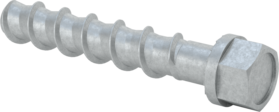 Duvar ve Beton için Ağır Hizmet Tipi Diş Açan Vida, Çinko Kaplı Çelik, 3/4" Altıgen Vida, 5 inç Uzunluk