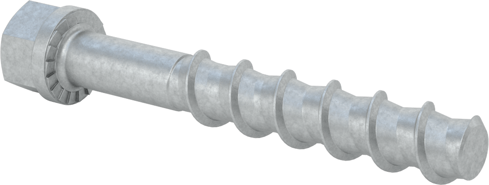 Duvar ve Beton için Ağır Hizmet Tipi Diş Açan Vida, Çinko Kaplı Çelik, 3/4" Altıgen Vida, 6 inç Uzunluk
