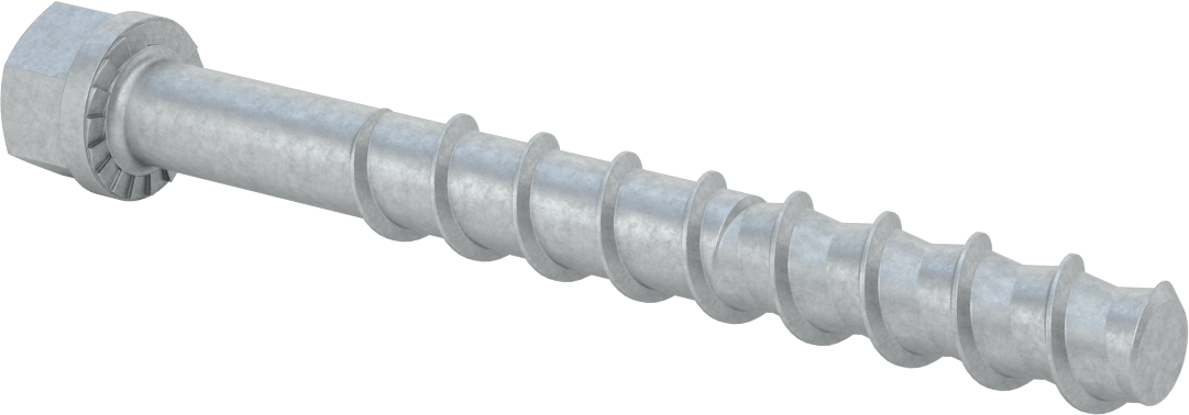 Duvar ve Beton için Ağır Hizmet Tipi Diş Açan Vida, Çinko Kaplı Çelik, 3/4" Altıgen Vida, 8" Uzunluk