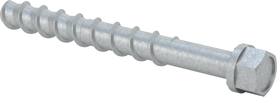 Duvar ve Beton için Ağır Hizmet Tipi Diş Açan Vida, Çinko Kaplı Çelik, 3/4" Altıgen Vida, 8" Uzunluk