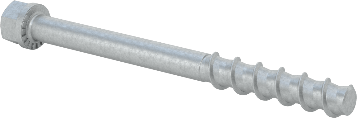 Duvar ve Beton için Ağır Hizmet Tipi Diş Açan Vida, Çinko Kaplı Çelik, 3/4" Altıgen Vida, 10" Uzunluk