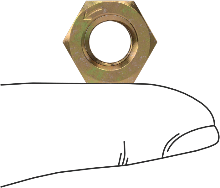 Yüksek Mukavemetli Çelik Sol Dişli Altıgen Somun, Sınıf 8, Sarı Kromat Kaplamalı Çinko, 3/8"-16 Diş Boyutu